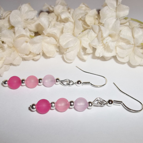 Pink Dangle Earring Set Woman Jewelry Drop 4069 - Picture 3 of 5